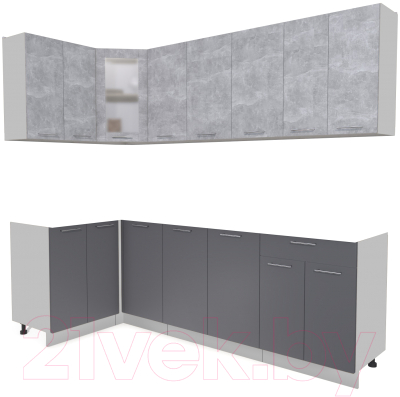 Кухонный гарнитур Интерлиния Мила 12x24 без столешницы (бетон/антрацит) - фото