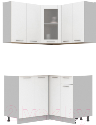 Кухонный гарнитур Интерлиния Мила 12x12 без столешницы (белый платинум) - фото