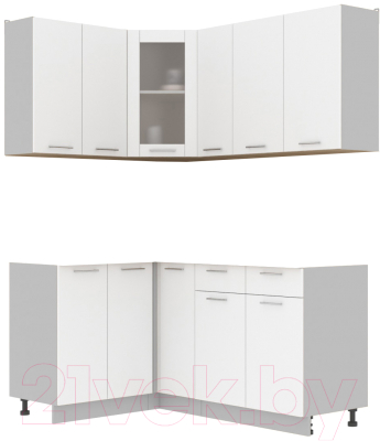 Кухонный гарнитур Интерлиния Мила 12x17 без столешницы (белый платинум) - фото