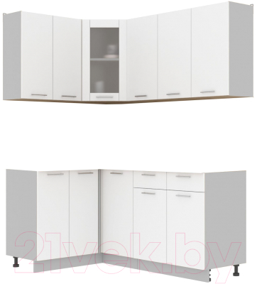Кухонный гарнитур Интерлиния Мила 12x18 без столешницы (белый платинум) - фото