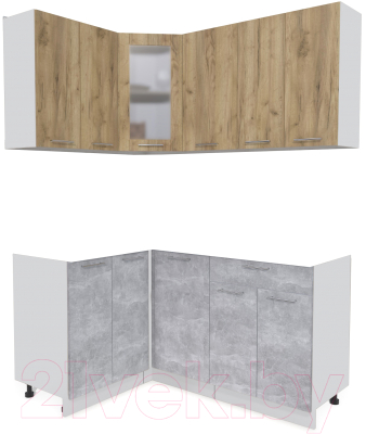 Кухонный гарнитур Интерлиния Мила 12x16 без столешницы (дуб золотой/бетон) - фото