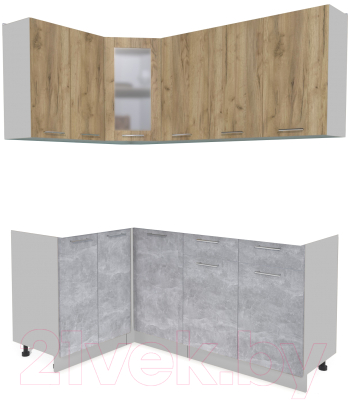 Кухонный гарнитур Интерлиния Мила 12x18 без столешницы (дуб золотой/бетон) - фото