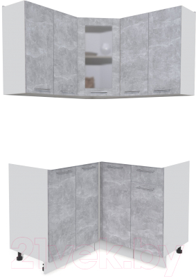 Кухонный гарнитур Интерлиния Мила 12x12 без столешницы (бетон) - фото