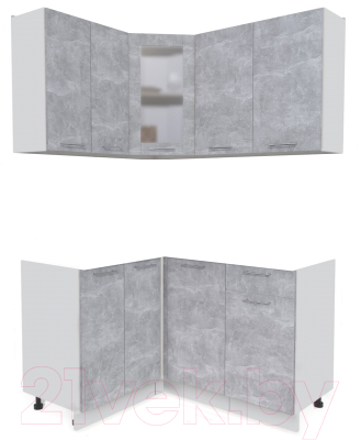 Кухонный гарнитур Интерлиния Мила 12x14 без столешницы (бетон) - фото