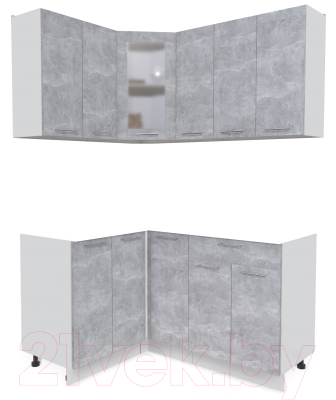 Кухонный гарнитур Интерлиния Мила 12x15 без столешницы (бетон) - фото