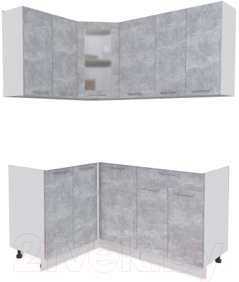 Кухонный гарнитур Интерлиния Мила 12x16 без столешницы (бетон) - фото