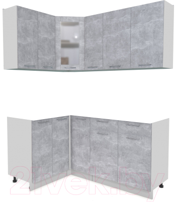 Кухонный гарнитур Интерлиния Мила 12x17 без столешницы (бетон) - фото