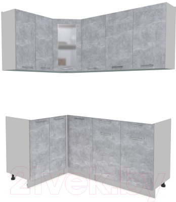 Кухонный гарнитур Интерлиния Мила 12x18 без столешницы (бетон) - фото