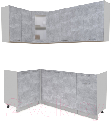 Кухонный гарнитур Интерлиния Мила 12x19 без столешницы (бетон) - фото