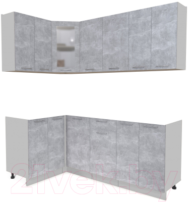Кухонный гарнитур Интерлиния Мила 12x20 без столешницы (бетон) - фото