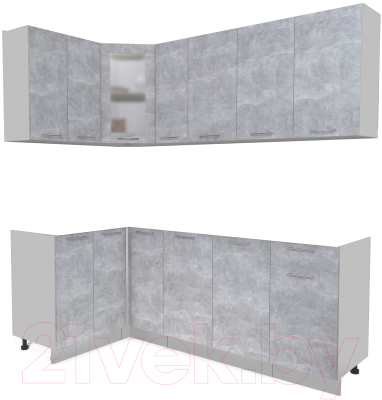 Кухонный гарнитур Интерлиния Мила 12x21 без столешницы (бетон) - фото