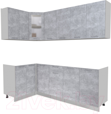 Кухонный гарнитур Интерлиния Мила 12x22 без столешницы (бетон) - фото
