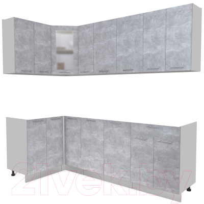 Кухонный гарнитур Интерлиния Мила 12x23 без столешницы (бетон) - фото
