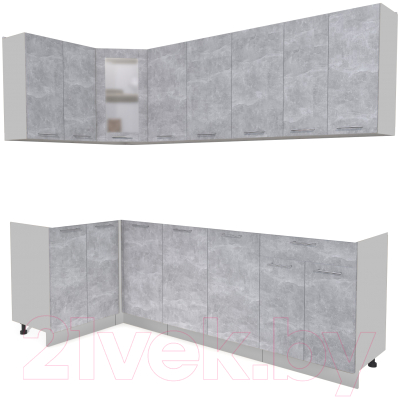 Кухонный гарнитур Интерлиния Мила 12x24 без столешницы (бетон) - фото