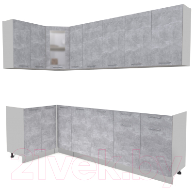 Кухонный гарнитур Интерлиния Мила 12x25 без столешницы (бетон) - фото