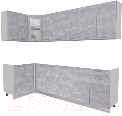 Кухонный гарнитур Интерлиния Мила 12x26 без столешницы (бетон) - фото