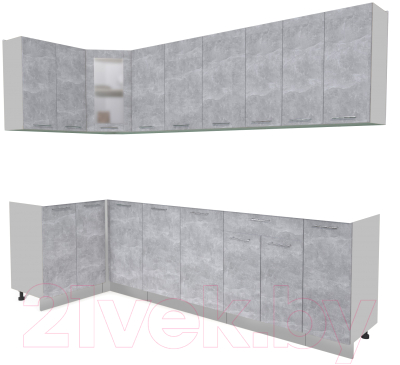 Кухонный гарнитур Интерлиния Мила 12x27 без столешницы (бетон) - фото