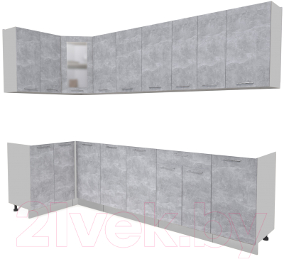 Кухонный гарнитур Интерлиния Мила 12x28 без столешницы (бетон) - фото