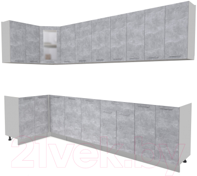 Кухонный гарнитур Интерлиния Мила 12x30 без столешницы (бетон) - фото