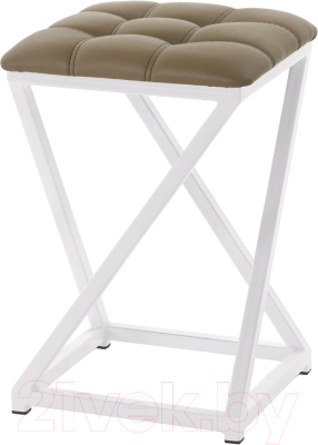 Табурет AMC Comfort 8К6.4 (кожзам какао/белый) - фото