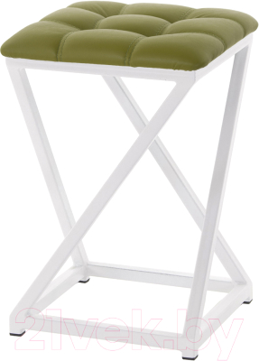 Табурет AMC Comfort 8К6.11 (кожзам оливковый/белый) - фото