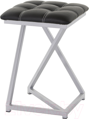Табурет AMC Comfort 9К5.1 (кожзам черный/серебристый) - фото