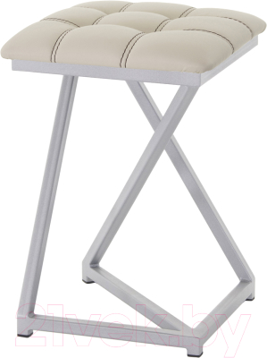 Табурет AMC Comfort 9К5.3 (кожзам бежевый/серебристый) - фото