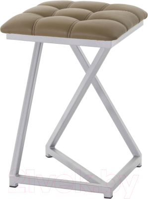 Табурет AMC Comfort 9К5.4 (кожзам какао/серебристый) - фото