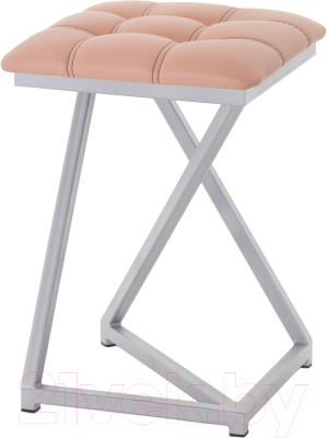 Табурет AMC Comfort 9К5.7 (кожзам коралл/серебристый) - фото