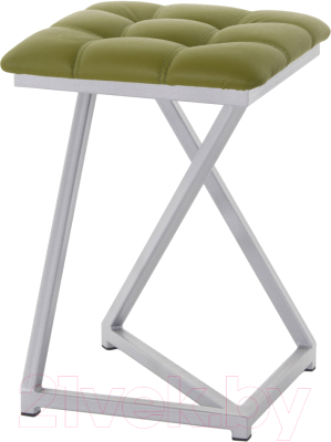 Табурет AMC Comfort 9К5.11 (кожзам оливковый/серебристый) - фото