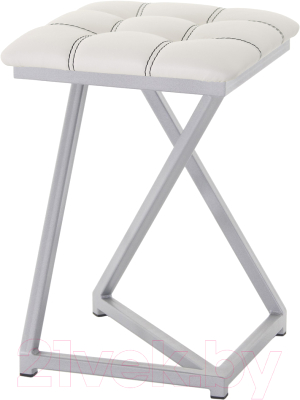Табурет AMC Comfort 9К5.12 (кожзам белый/серебристый) - фото