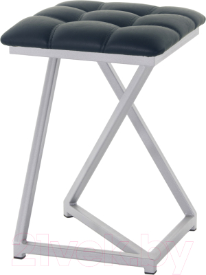 Табурет AMC Comfort 9К5.16 (кожзам антрацит/серебристый) - фото