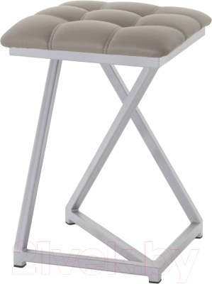 Табурет AMC Comfort 9К5.18 (кожзам латте/серебристый) - фото