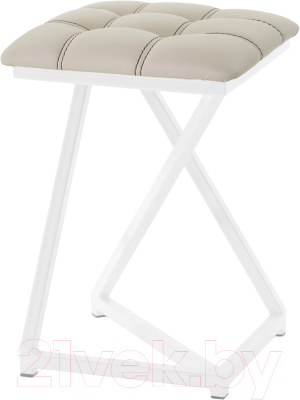 Табурет AMC Comfort 9К6.3 (кожзам бежевый/белый) - фото