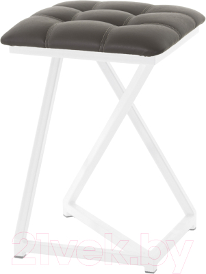 Табурет AMC Comfort 9К6.8 (кожзам серо-коричневый/белый) - фото