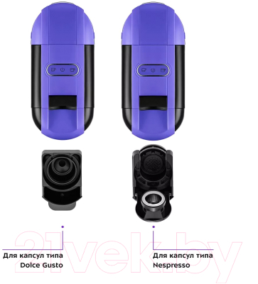 Кофеварка эспрессо Kitfort KT-7105-1 3 в 1 (черно-фиолетовый)