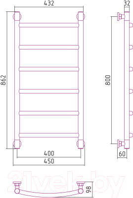 Полотенцесушитель водяной Сунержа Галант+ 80x40 / 032-0200-8040