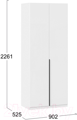 Шкаф ТриЯ Тесса для одежды (белый жемчуг/белый глянец)