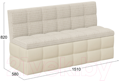 Скамья кухонная мягкая ТриЯ Домино исп.2 (кожзам светлый/светлый)