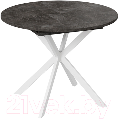 Обеденный стол ТриЯ Мэдисон раздвижной тип 1 (белый муар/ателье темный) - фото