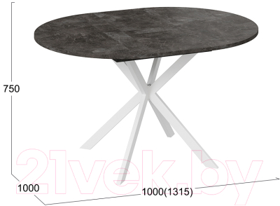 Обеденный стол ТриЯ Мэдисон раздвижной тип 1 (белый муар/ателье темный)