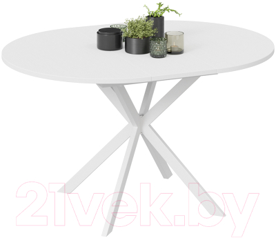 Обеденный стол ТриЯ Мэдисон раздвижной тип 1 (белый муар/белый)