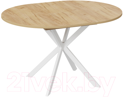 Обеденный стол ТриЯ Мэдисон раздвижной тип 1 (белый муар/дуб крафт золотой)