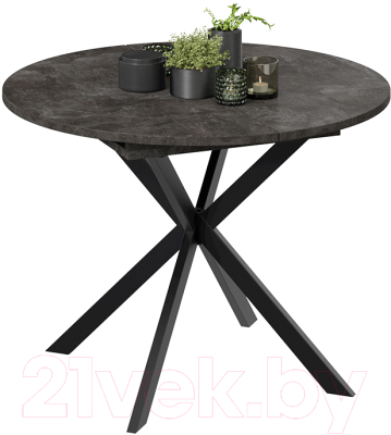 Обеденный стол ТриЯ Мэдисон раздвижной тип 1 (черный муар/ателье темный)