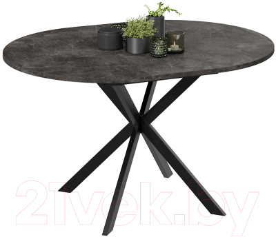 Обеденный стол ТриЯ Мэдисон раздвижной тип 1 (черный муар/ателье темный)