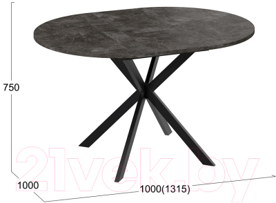 Обеденный стол ТриЯ Мэдисон раздвижной тип 1 (черный муар/ателье темный)