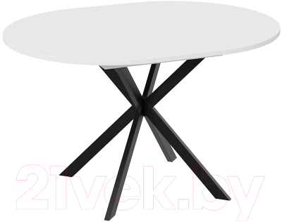 Обеденный стол ТриЯ Мэдисон раздвижной тип 1 (черный муар/белый)