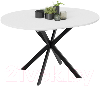 Обеденный стол ТриЯ Мэдисон раздвижной тип 1 (черный муар/белый)