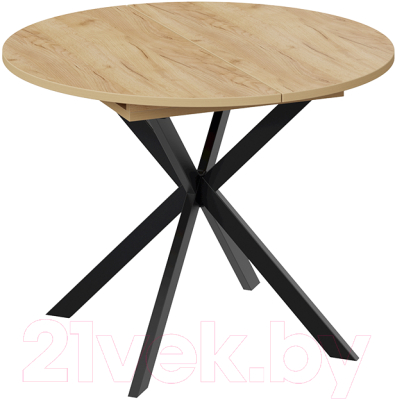 Обеденный стол ТриЯ Мэдисон раздвижной тип 1 (черный муар/дуб крафт золотой) - фото