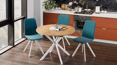 Обеденный стол ТриЯ Мэдисон раздвижной тип 1 (черный муар/дуб крафт золотой)